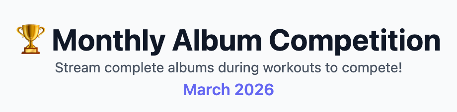 TrackTunes March Running Challenge - compete by streaming complete albums during runs